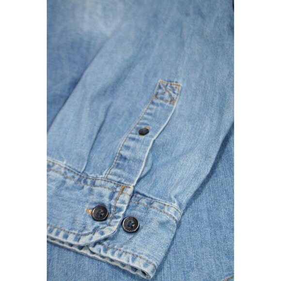 L.L. Bean Traditional Fit Denim Chambray Workwear Shirt Mens Large Casual Rugged - Picture 6 of 8